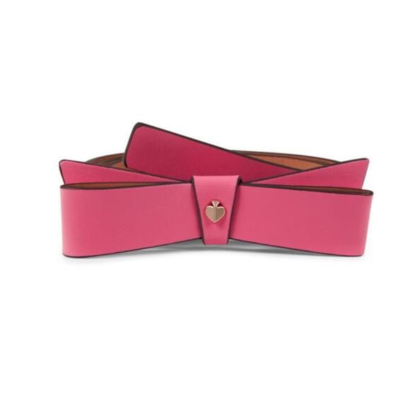 Kate Spade Bow Leather Belt in Pale Peach Medium